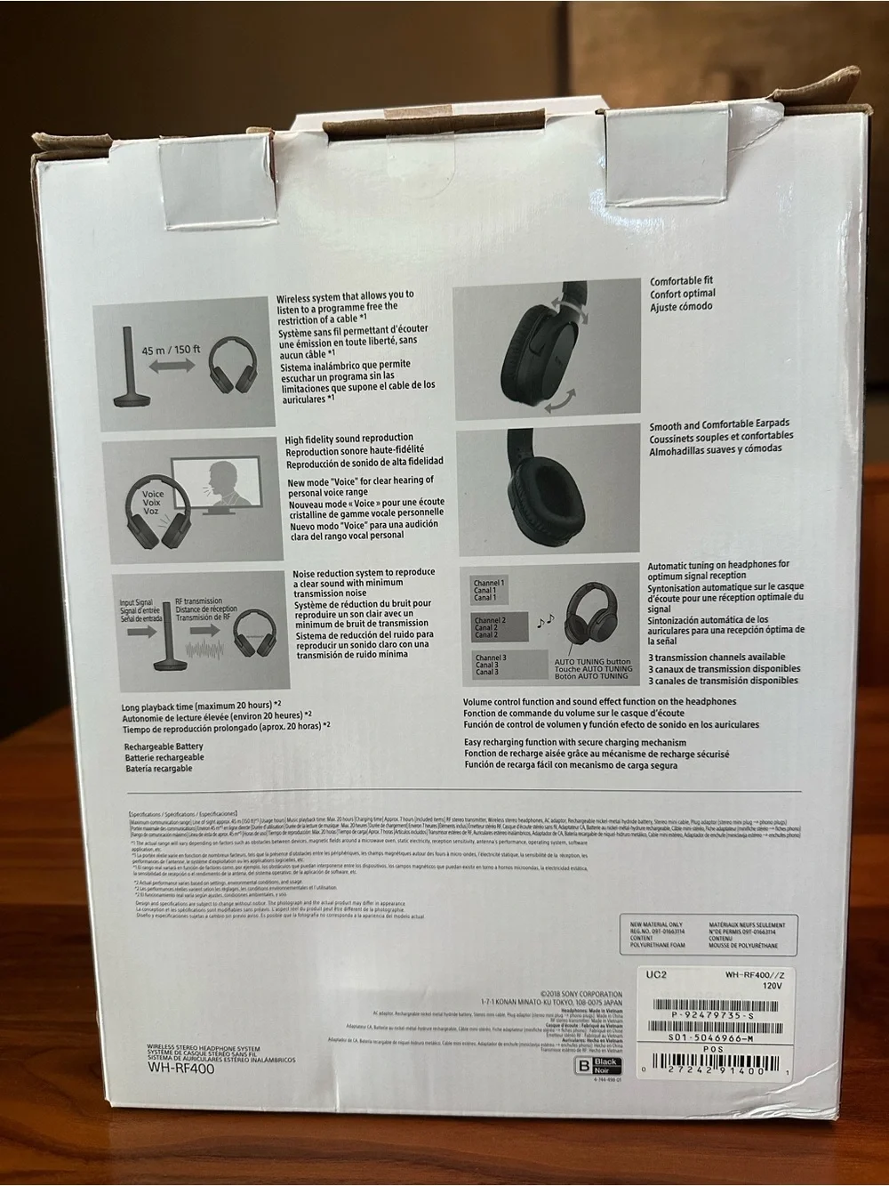 Sony WH-RF400 Wireless Over-Ear Headphones - Black